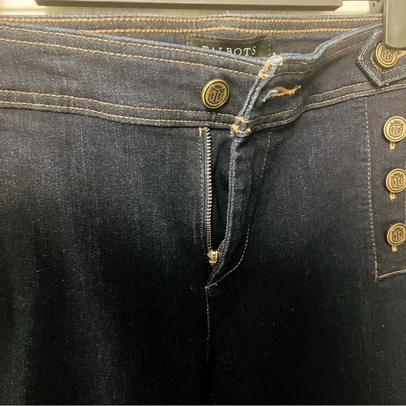 TALBOTS 10P WOMENS DARK WASH BUTTONS STRETCH COTTON BLEND DATE NIGHT 70'S JEANS - Picture 7 of 10